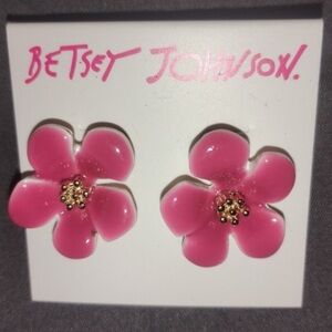 BETSEY JOHNSON Cactus Flower Stud Earrings Southwestern Boho Festival NEW NWT
